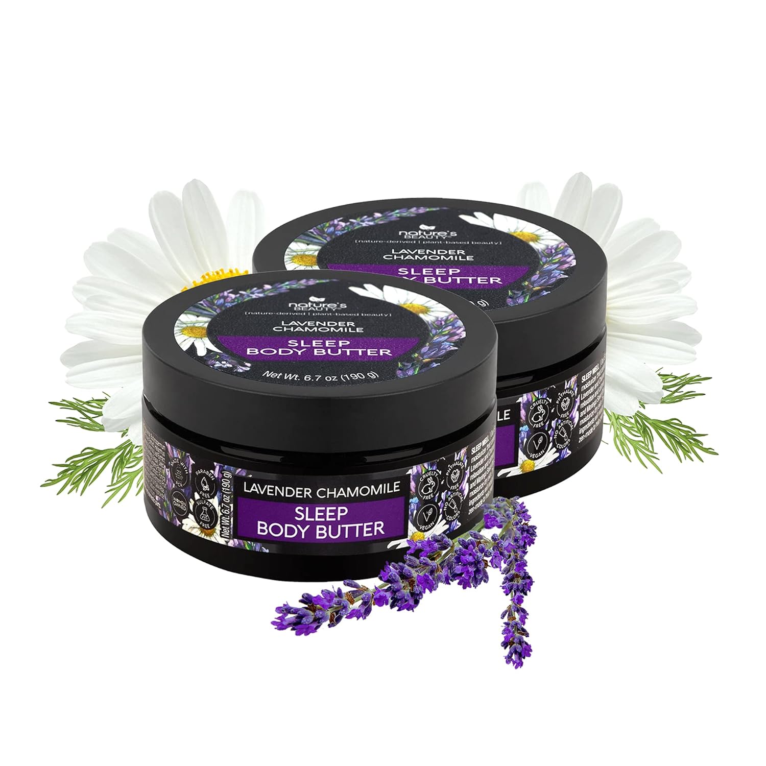 Nature’s Beauty Lavender Chamomile Sleep Body Butter | Sleep Well with Lavender Luxury Moisturizer Made with Shea Butter, Jojoba, Coconut + Moringa Seed Oils - 2-pack : Beauty & Personal Care