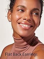 Vista 2 de Delicados aretes de perlas con parte trasera plana para mujer, 6 pares de aretes de perlas con parte trasera plana en oro de 14 quilates, plata de 3