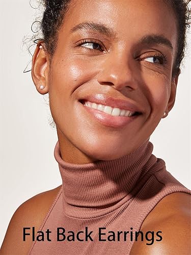 Miniatura 2 de Delicados aretes de perlas de espalda plana para mujer, 6 pares de aretes de perlas con parte trasera plana en oro de 14 quilates, plata de 3 a