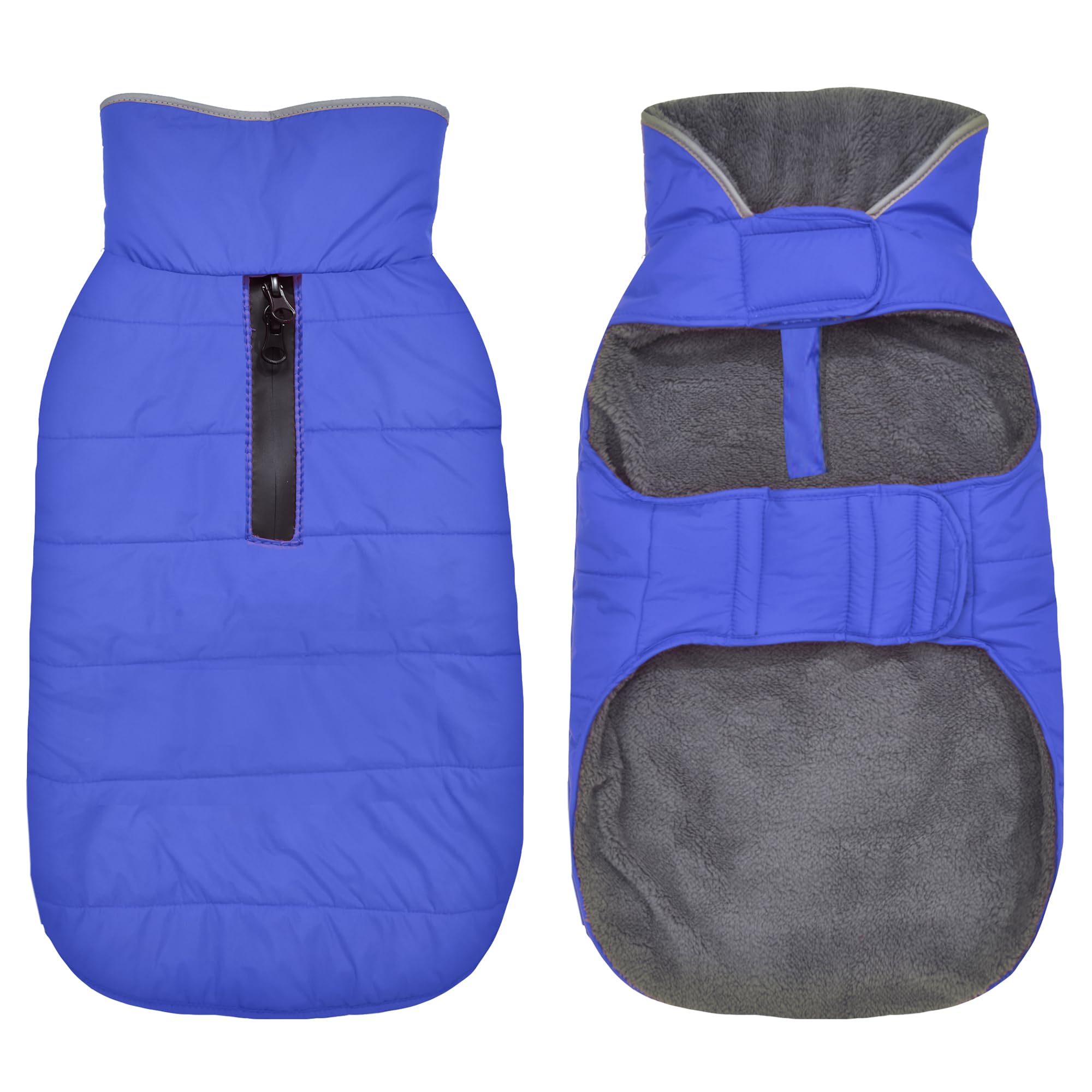 Waterproof Dog Winter Coat, Warm Fleece Dog Jacket with Leash Hole