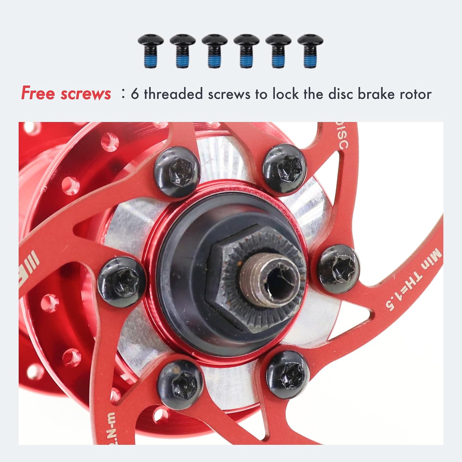 DJC Bike Brake Disc Rotor 2pcs MTB Brake Disc 160mm 180mm with 6 bolts Road Bike MTB BMX e scooter Steel Brake Disc iiipro (2pcs red, 160mm)