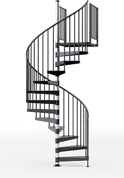 Reroute 36"H Platform 2 Rails Spiral Stair Kit, 60" Dia, 14-3/7H, 3900 Lb Cap, Unassembled