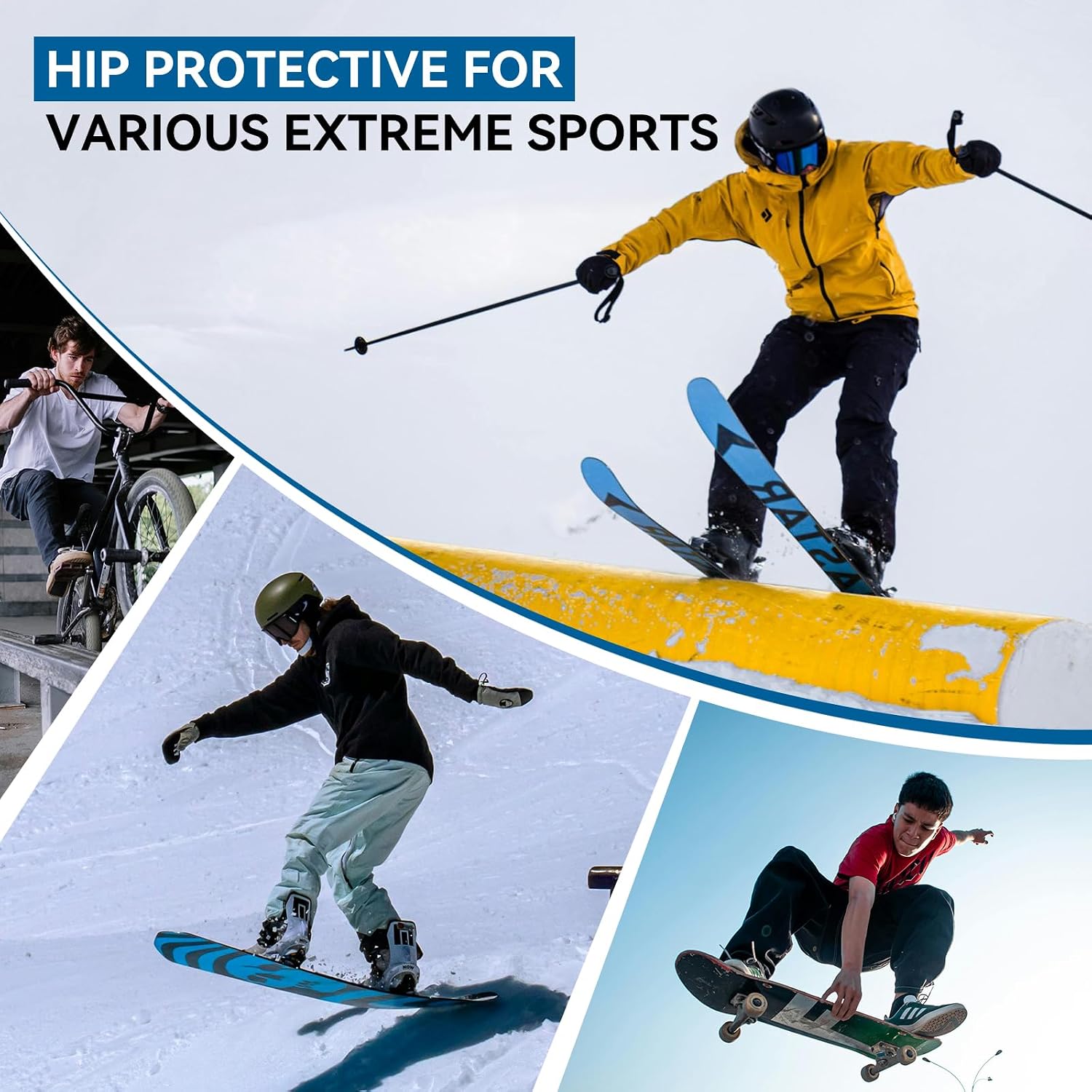 Cienfy Protective Padded Shorts EVA Tailbone Pad for Snowboarding, Skating and Skiing, 3D Hip Protection Impact Gear for Hip, Butt and Tailbone