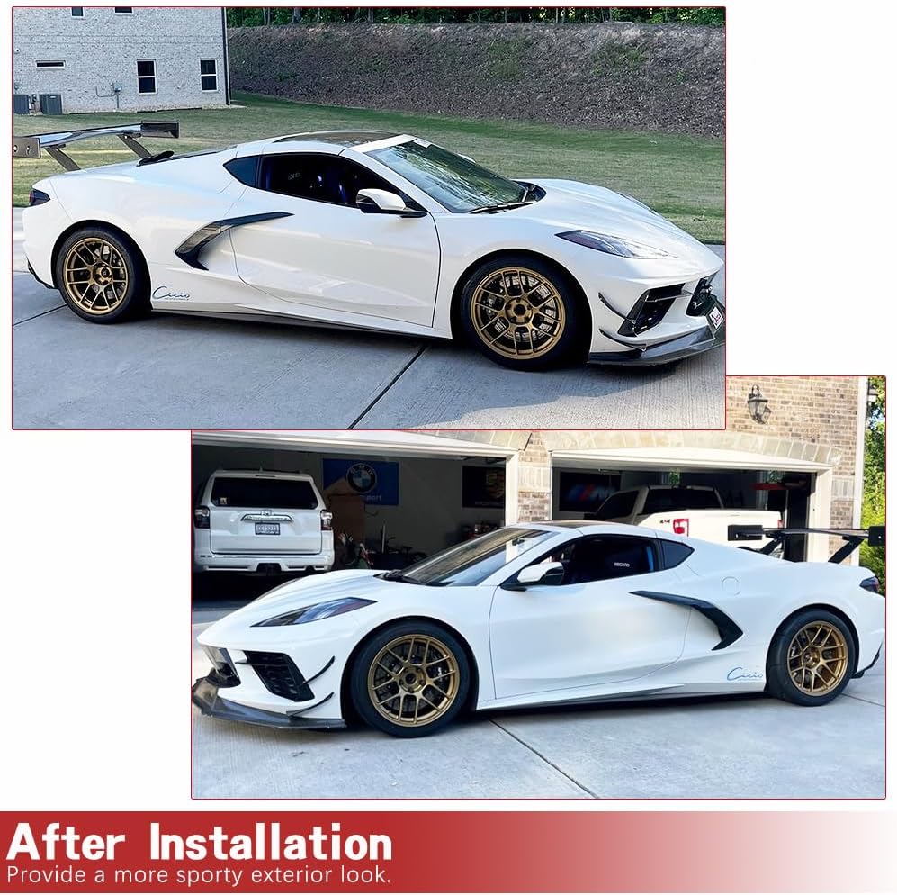 C8 Dry Carbon Fiber Side Fender Vent Door Garnish Compatible with Chevrolet Corvette C8 2 Door 2020-2023 4PCS Exterior Body Side Air Outlet Cover Trim F Factory Outlet