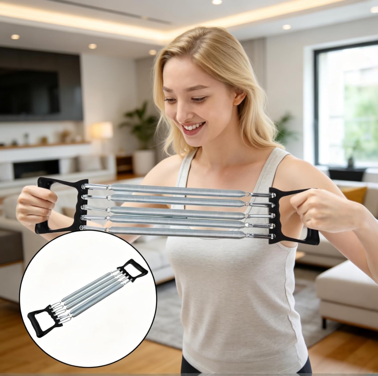 Chest Expander, Durable Steel Spring Chest Developer, Ergonomic Anti-Slip Handle, Fashionable Design, Portable Home Gym Equipment for Muscle Training, Fitness & Strength Building