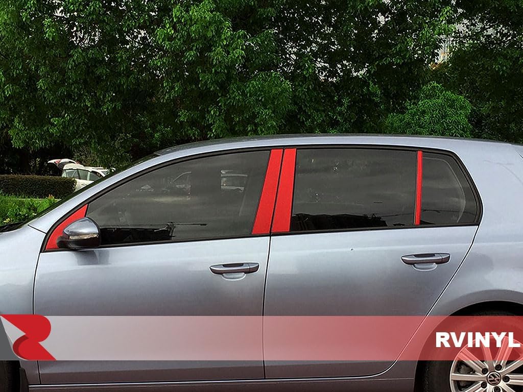 Rvinyl Pillar Post Pre Cut Window Trim Kits in Gloss Black Compatible with GMC Sierra 2019-2024 1500 Crew/Extended Cab - Adhesive Backs