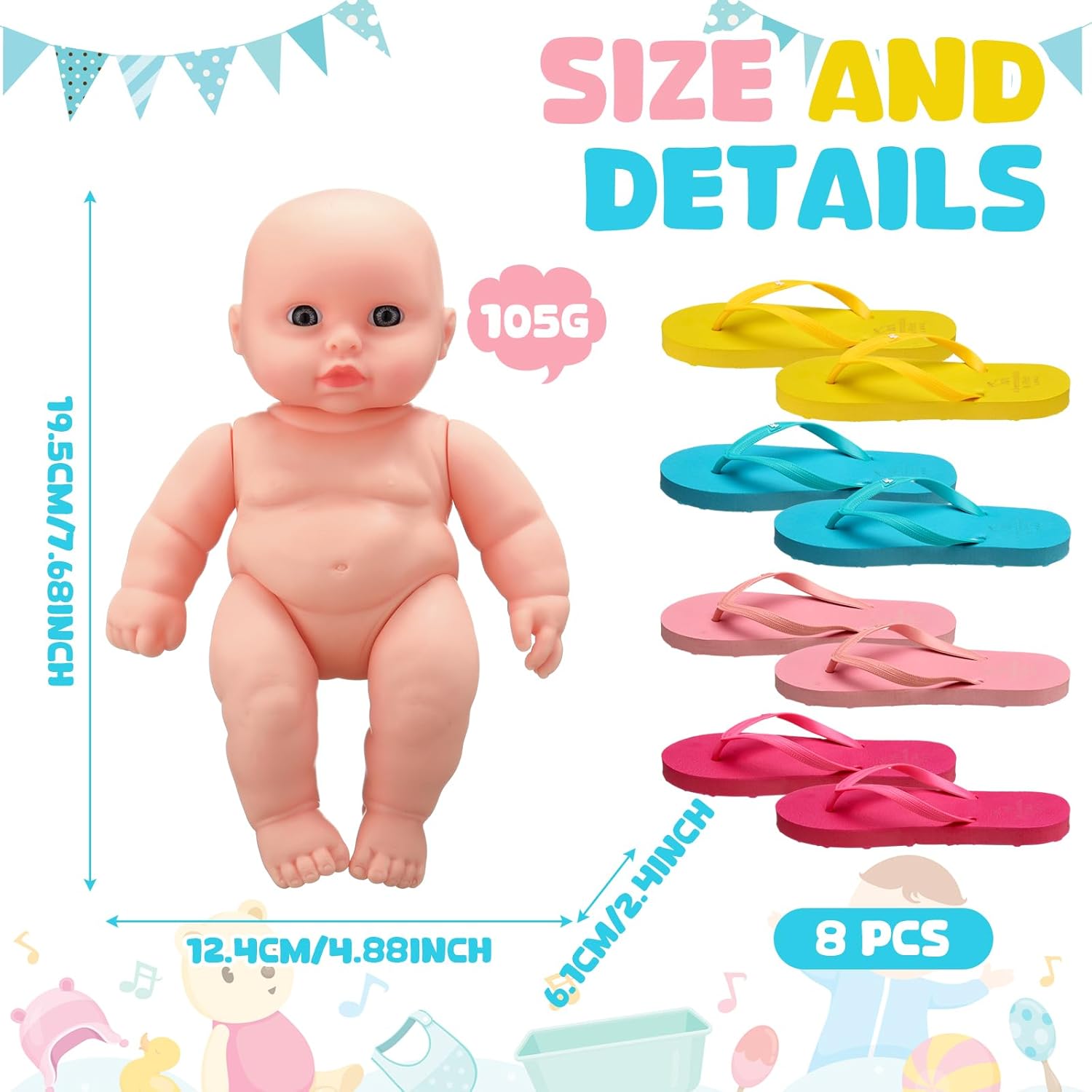 16 Pcs Funny Baby Shower Chancla Game Activities Baby Shower Games How to Throw The Chancla at Their Bad Ass Doll Babies Showers Game Gender Reveal for Adults, 7.7 x 4.9 Inch