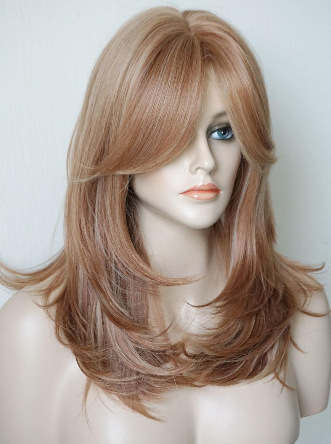 Medium Length Layered Wigs Strawberry blonde wig blow out wigs brachel hair cut Layered wig with bangs Synthetic wig Highlight for white Women - Image 2