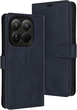 Xiaomi Mi 15T  le Uyumlu Kamera Korumal  Kapakl  Standl  Kartl kl  Deri K l f Lacivert