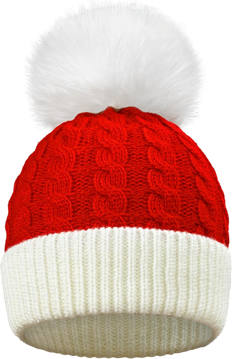 Christmas Knitted Hat for Baby, Winter Warm Hat Baby Beanie Knit Hat with Pom Pom for Boys Girls Infant,0 to 3 Years Old Red