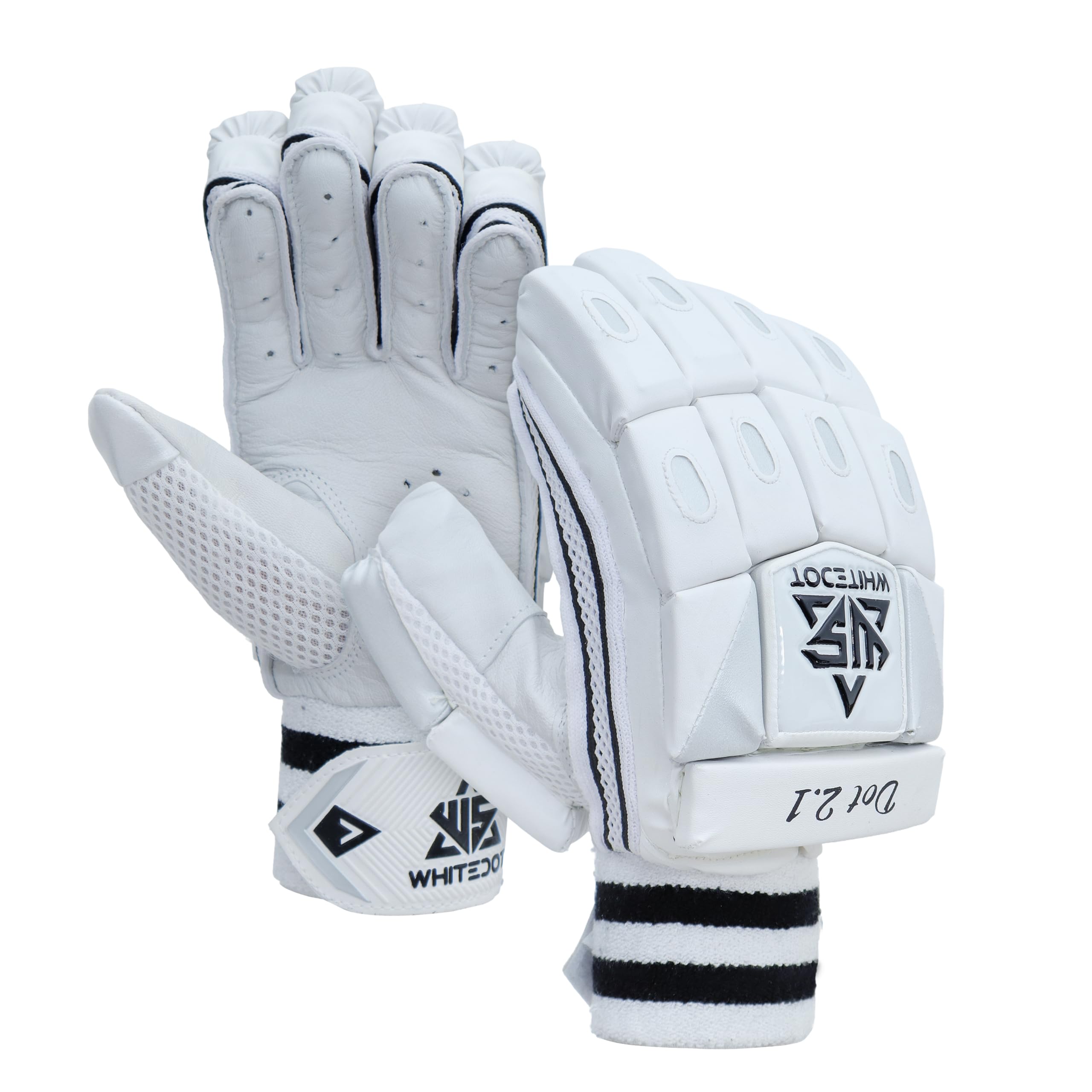 WHITEDOT SPORTS Dot 1.0 Cricket Batting Gloves, Idol For Youth/Medium Left Hand (Material: Leather, Color: White)-image-15