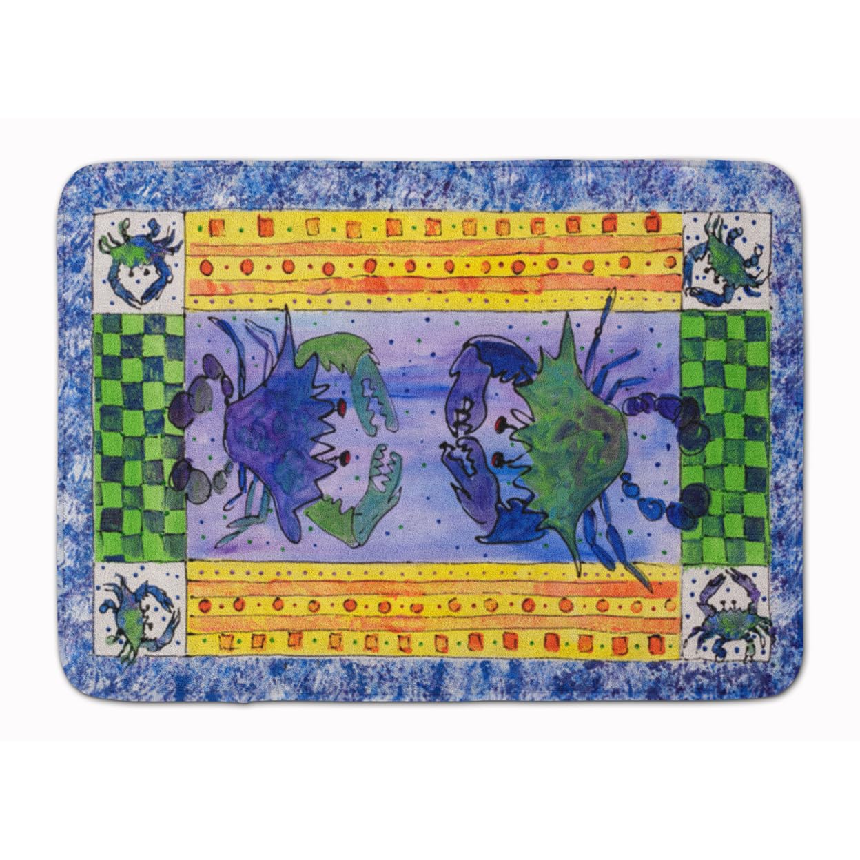 Caroline's Treasures 8070-RUG Crab Machine Washable Memory Foam Mat, Bathroom Rug, Non-Slip Bath Mat, Durable Thick Washable Rugs for Kitchen, Bathroom Quick Dry, Decorative Artwork,