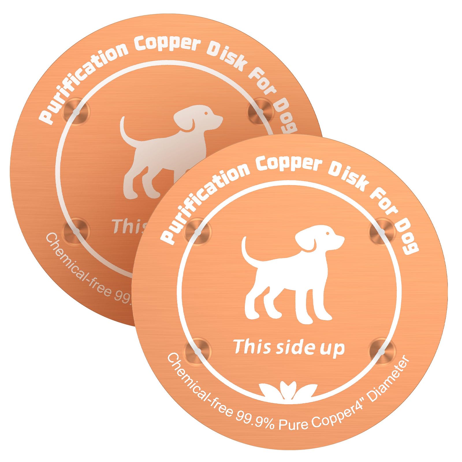 2 Pcs 99.9% Pure Copper Disc for Pet Water Bowl 10cm Dog Water Dispenser Purification Disk with 4-Point Support 0.6mm Thick Natural Cleaner for Bird Bath, Cat Drinker and Outdoor Trough