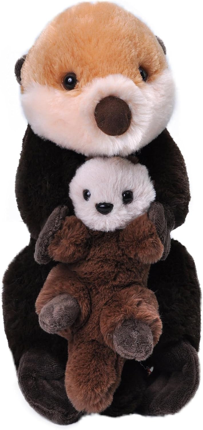 Wild Republic Mom and Baby Sea Otter, Stuffed Animal, 12 inches, Gift for Kids, Plush Toy, Fill is Spun Recycled Water Bottles