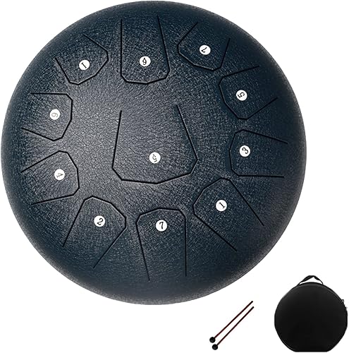 Tambor de lengua de acero 13 notas 12 pulgadas instrumento de percusión Handpan tambor C clave con bolsa de viaje, mazas, libro de música