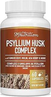Psyllium Husk Capsules | Premium Soluble Fibre Supplement | Psyllium Fiber Pills With 10 Herbs | Psyllium Powder Stool Softener & Constipation Relief for Adults | Vegan, Gluten-Free | 60 Ct.