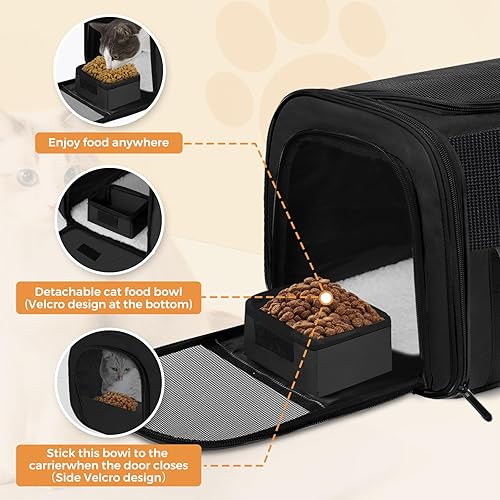 Miniatura 19 de Transportador de gatos, transportador para perros pequeños y gatos medianos, bolsa de viaje para mascotas, cachorros de hasta 15 libras, aprobado