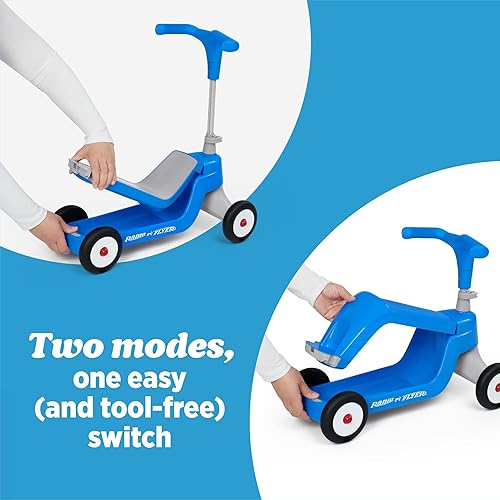 Miniatura 5 de Radio Flyer Scoot 2 Scooter, azul, para niños de 1 a 4 años, juguete de montar o scooter de 4 ruedas para niños, ruedas y marco duraderos, se