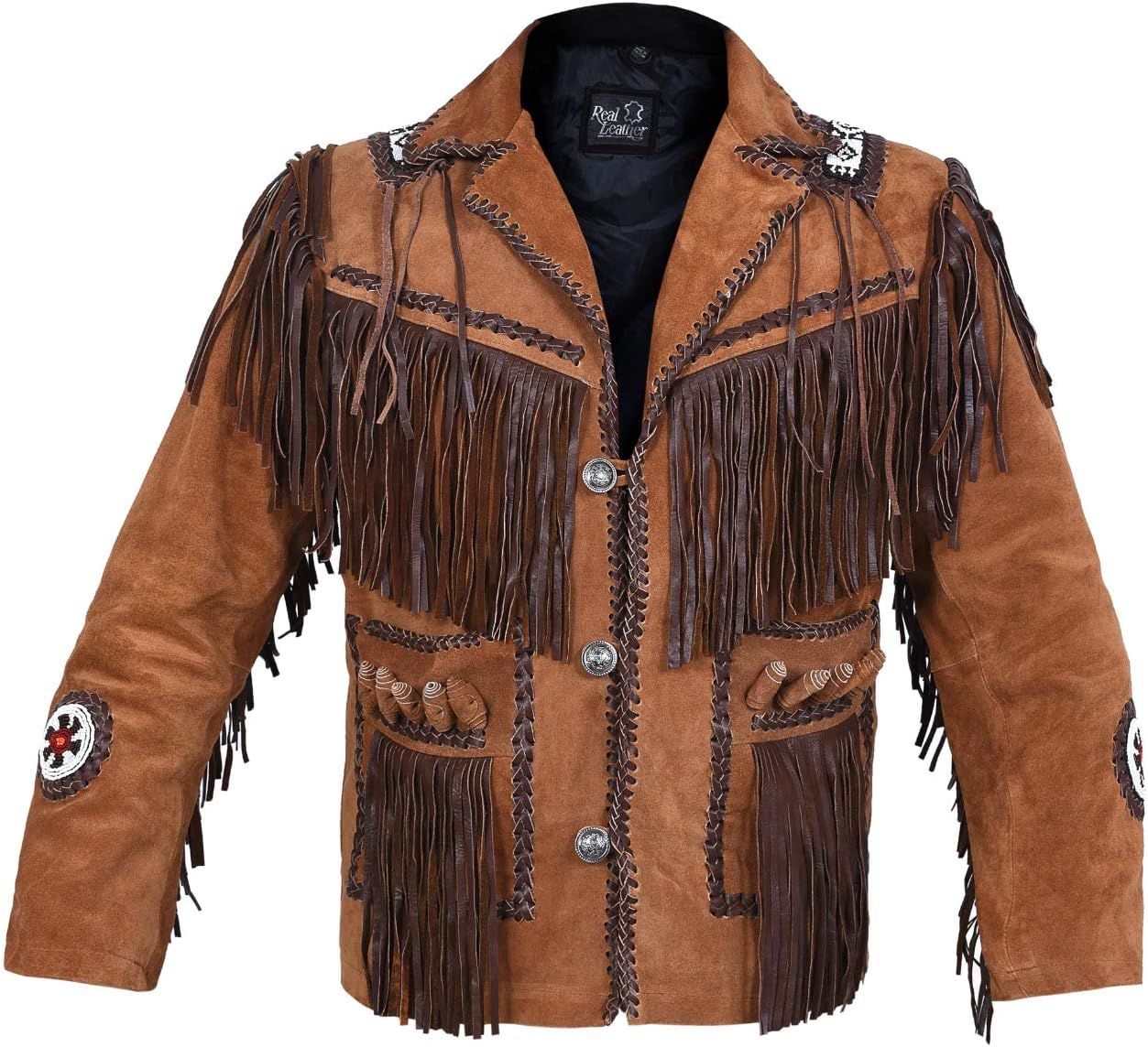 Jayefo Mens Western Jacket (Tobacco, Large)
