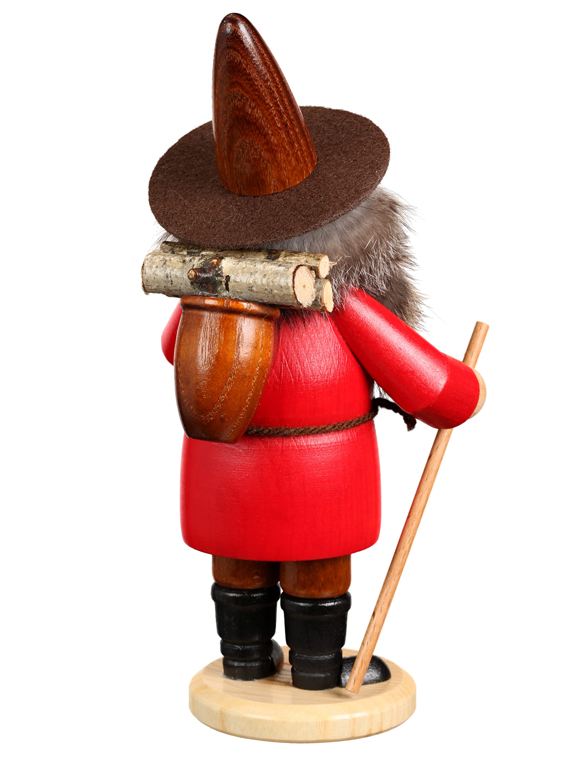 DWU Original Erzgebirgischer Räuchermann® Wichtel Holzsammler rot 949