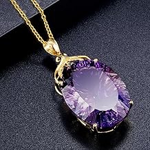 Attractive Big Oval Purple CZ Pendant Necklace Female Graceful Charms Jewelry