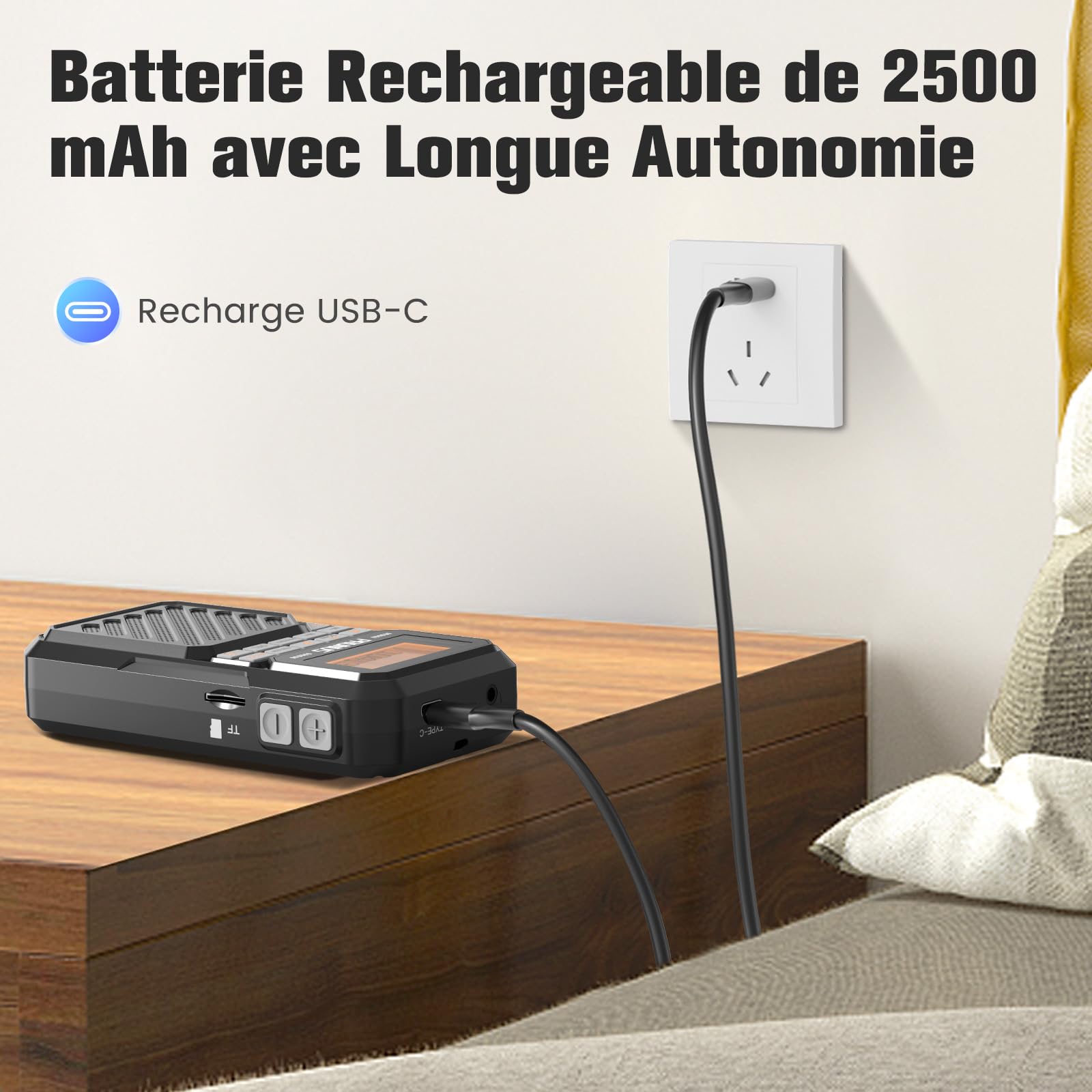 PRUNUS J-525 AM/FM Petite Radio Portable Bluetooth avec Batterie 2500 mAh, Minuterie Sommeil, MP3/TF
