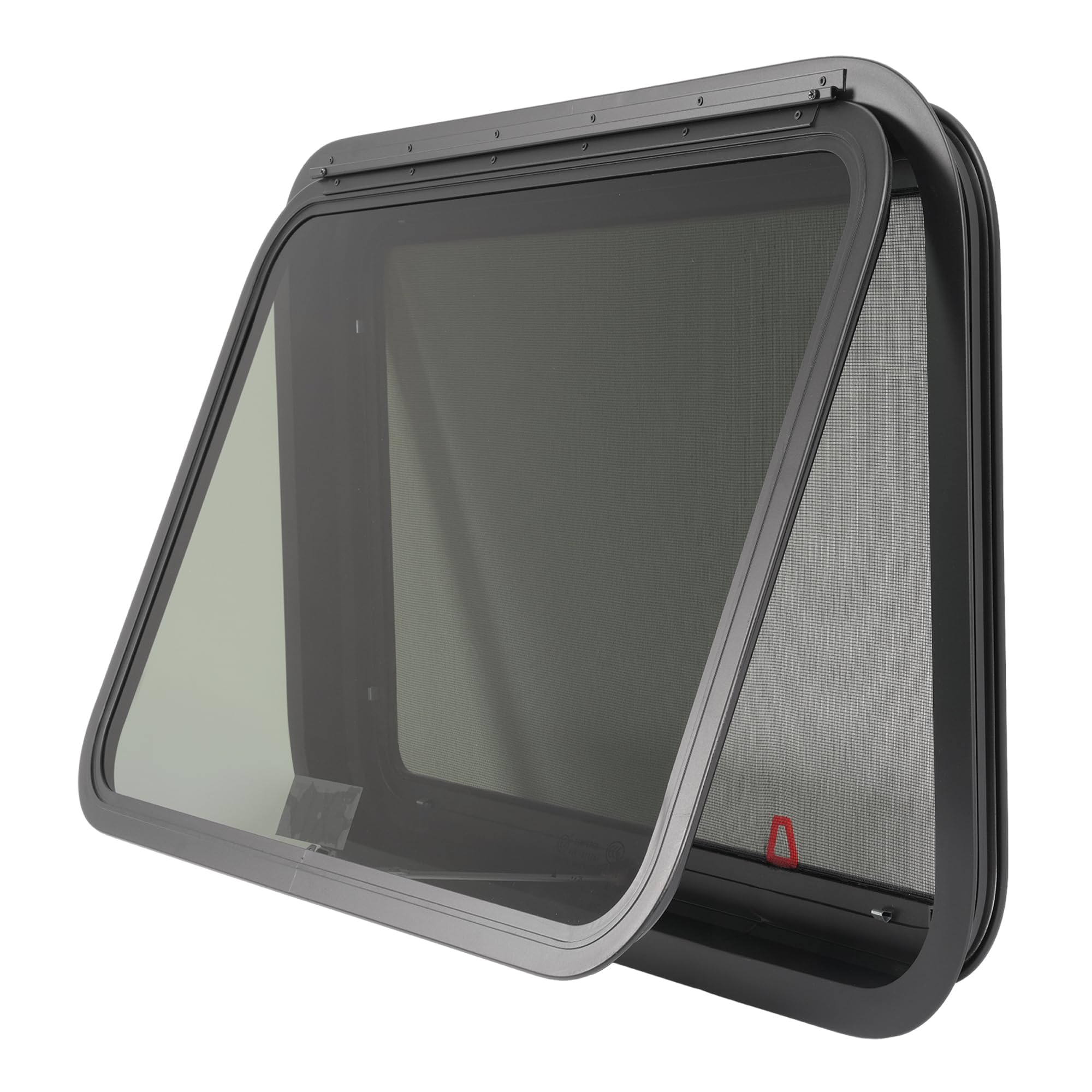 HECASA 30"W x 20"H RV Emergency Exit Window w/Trim Ring & Screen Tinted Glass Side Window Push Out Egress for Cargo, Camper, Horse Trailer Aluminium