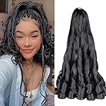 Luoyudu French Curl Braiding Hair 24 Inch 2 Packs Black Synthetic Loose Wave Bouncy Crochet Hair Pre Stretched 75g/pack Curly Braiding Hair for Black Women Hair Extensions (24inch,2packs,1B)