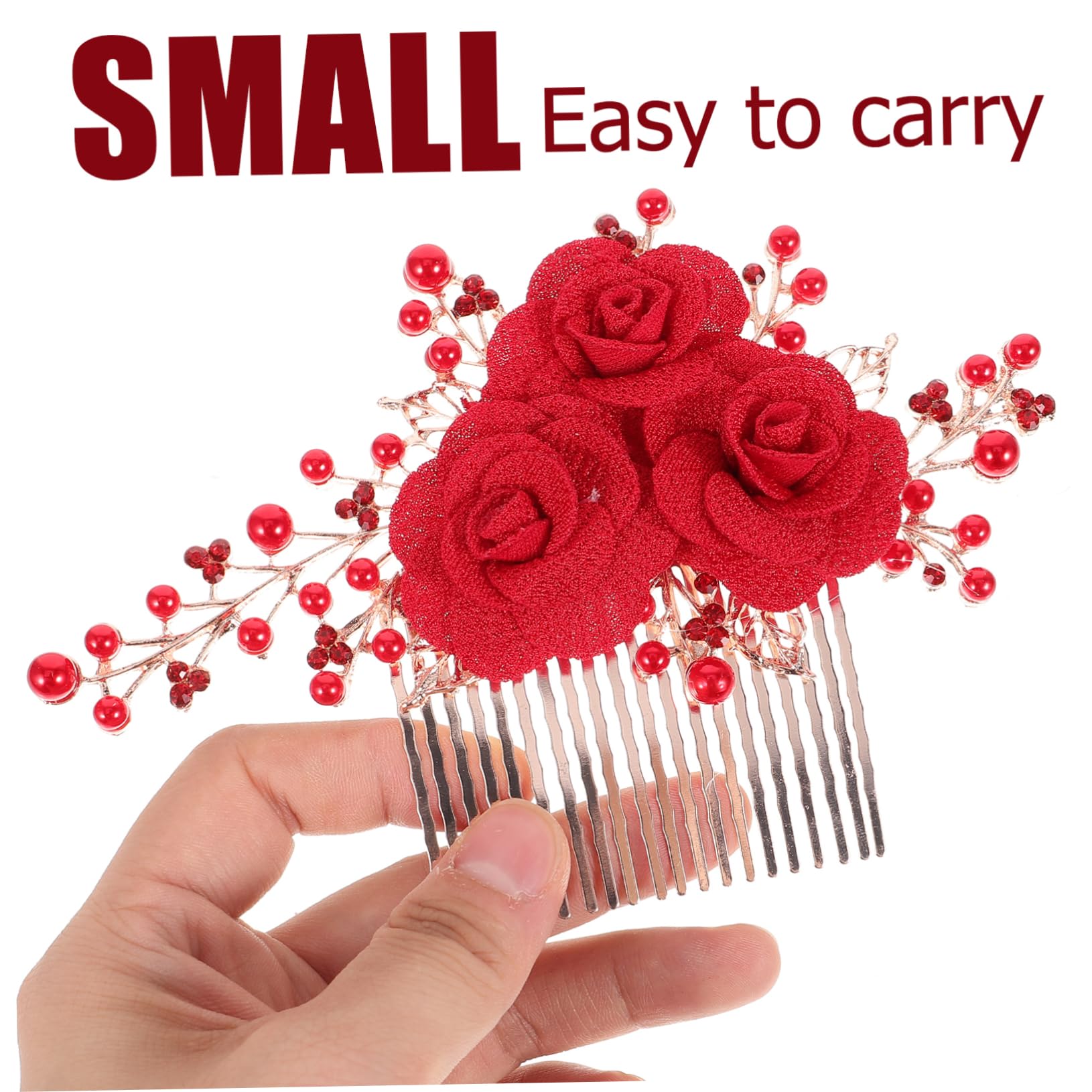 MAGICLULU 4 Roter Haarstecker Haarkamm Hochzeit haarschmuck Haarspangen Haarnadel Haarklammer Haaraccessoires Haarkamm aus Handbuch Kopfbedeckung Rose Braut