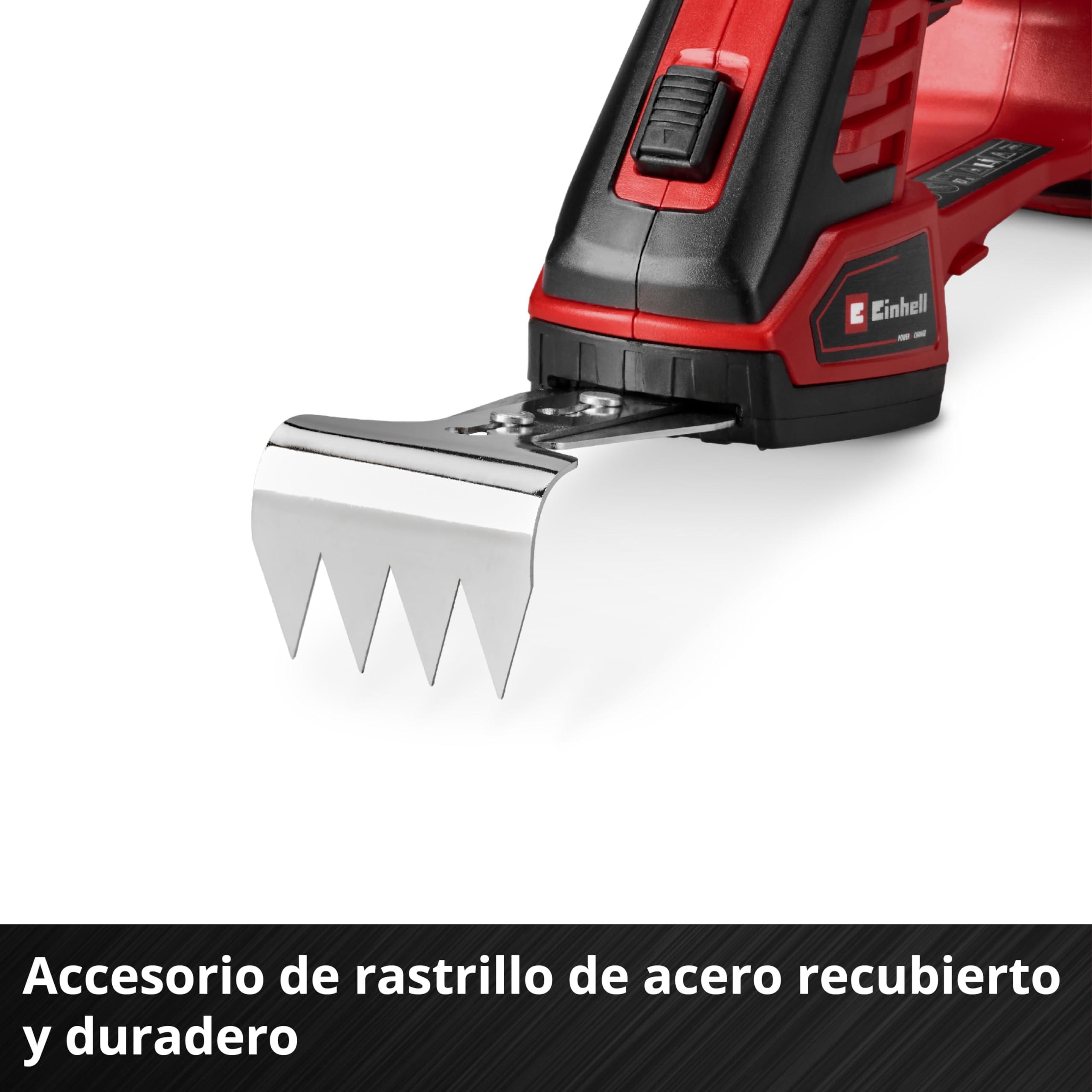 Einhell Tijeras de Hierba/arbustos con batería GE-CG 18/100 Li - 3 en 1-Solo Power X-Change (18 V, Incl. Cuchillas de Hierba 100 mm, de arbustos de 200 mm, Accesorio para rastrillo, sin batería)