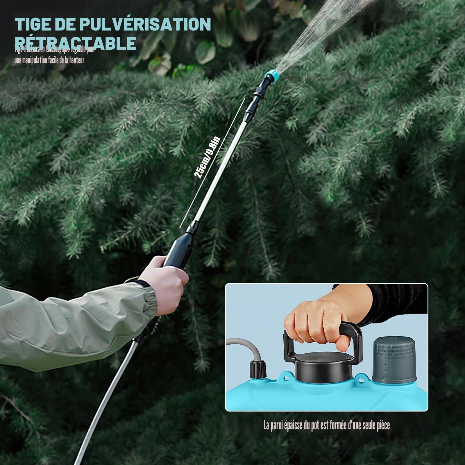 PulvéRisateur éLectrique, 15l Pulverisateur A Dos, Pulverisateur Lance Telescopique, Trois TêTes De PulvéRisation Pro pour L'Arrosage des Fleurs, La DéSinfection, PulvéRisation De Pesticides (Vert)