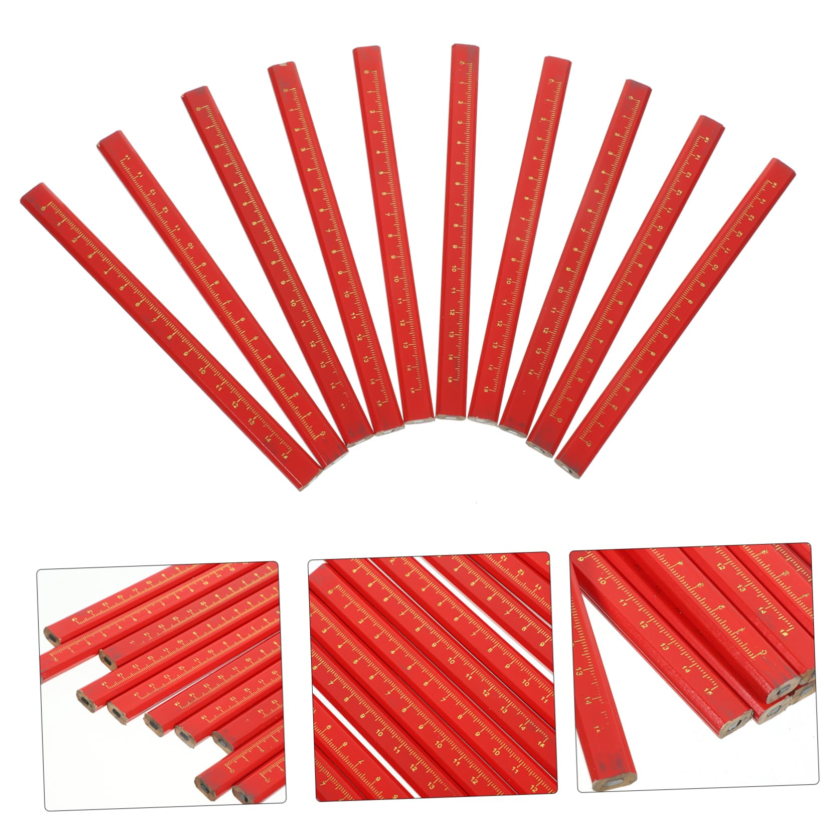 Crayon Octogonal de Menuiserie avec Échelle, Lot de 50 Pièces