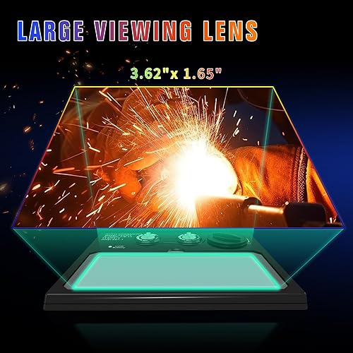 Miniatura 2 de Casco de soldadura TRQWH con luz, color verdadero, oscurecimiento automático para hombres, con energía solar, con 2 sensores de arco, sombra amplia