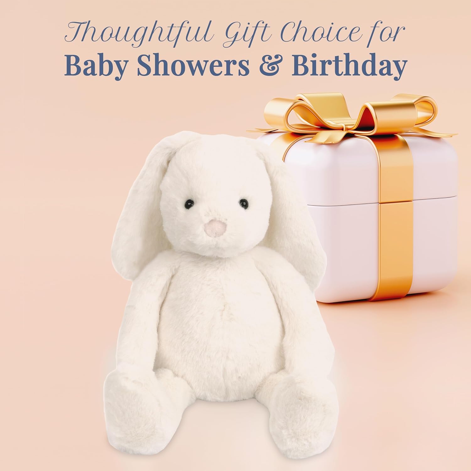 MON AMI Magnolia Bunny 13-Inch Stuffed Rabbit for Boys & Girls | Soft Floppy Bunny Plush Toy | Easter Snuggle Companion | Nursery Décor | Gift for All Ages