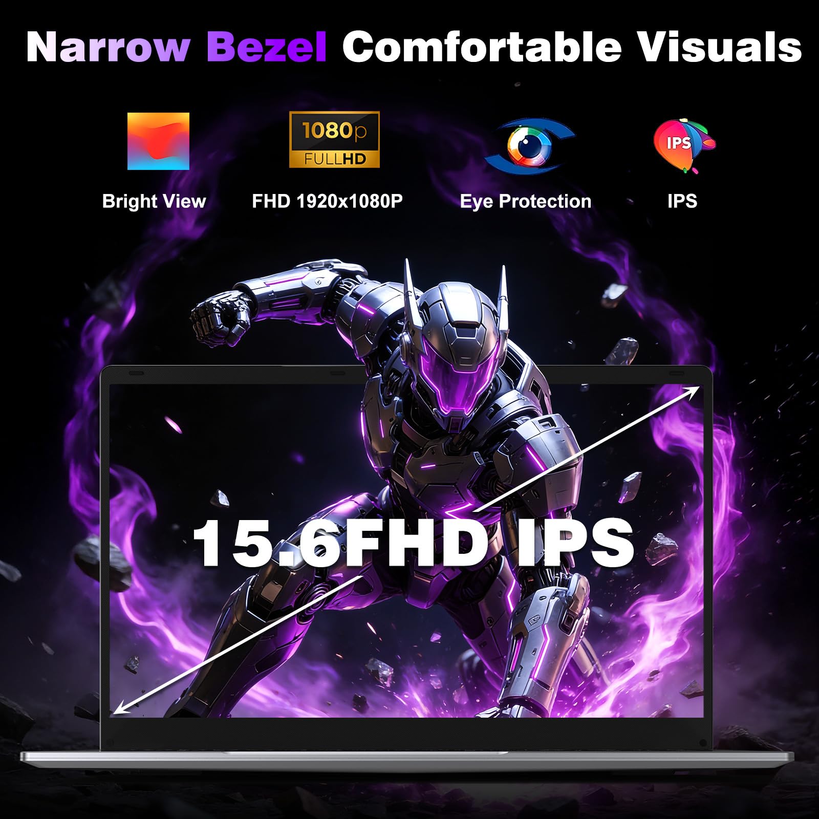 NAIKLULU 15.6 Inch Laptop with 4425Y Processor, 8GB RAM 256GB SSD Laptop Computer Pc 2026, FHD 1920 x 1080P, 5000 MAh/38.5Wh, Wifi 5, TF Card, Webcam, Touchpad, Student/Home/Business - 4