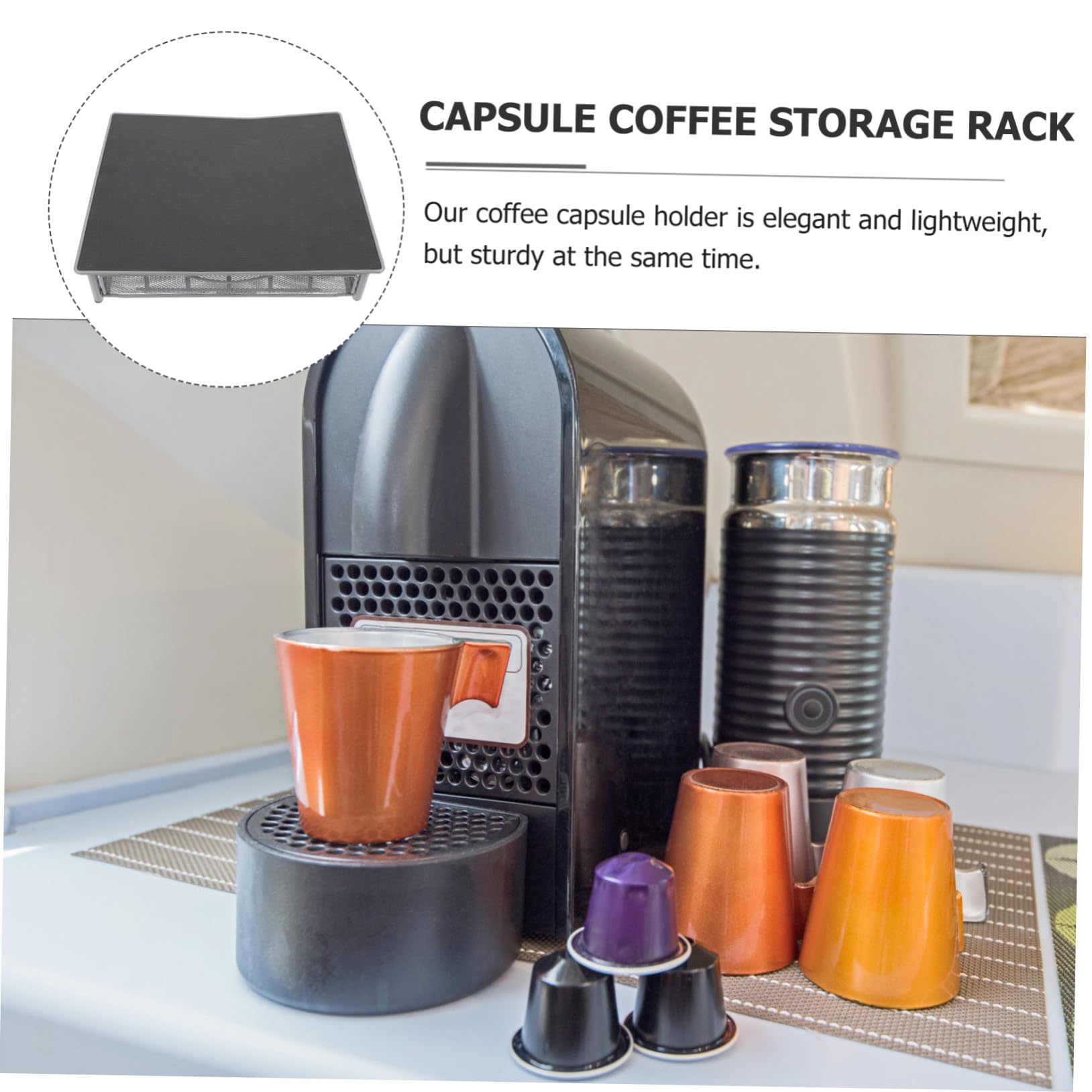 Kompaktowy i cichy organizer na kapsułki Porta - czarny żelazny uchwyt na kapsułki do kawy do domowego biura i kawiarni - stylowe rozwiązanie do przechowywania kapsułek Nespresso i Dolce Gusto