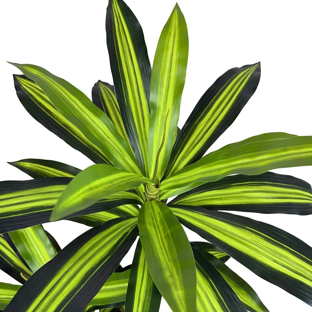 BLAINE Piante Finte da Interno Dracena Variegata 120 cm Aspetto Iperrealistico per Decorazione Casa e Ufficio Senza Manutenzione