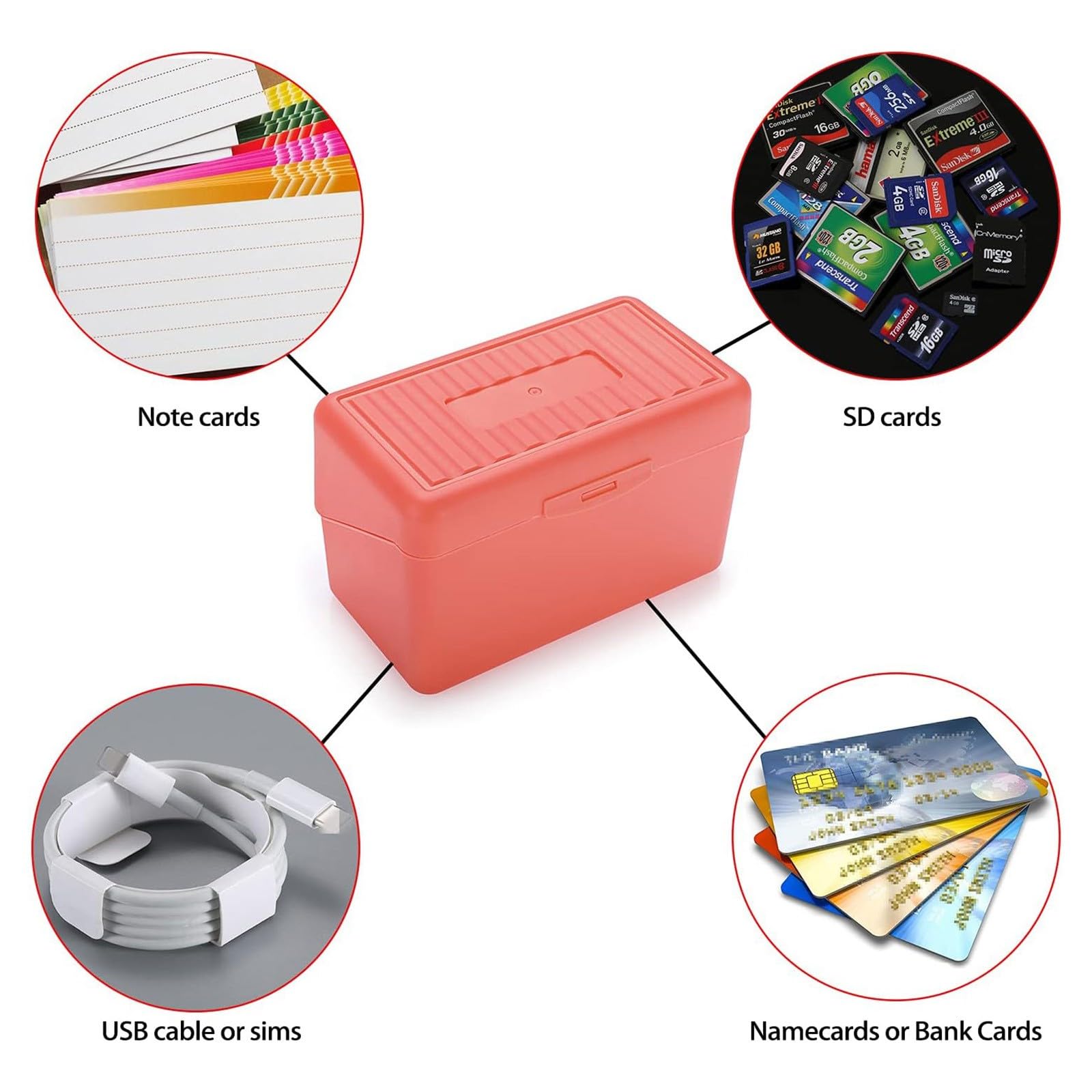 Lernkarteibox A6 Karteikasten Plastik Index Card Holder mit Etikettenplatz, Karteikarten Box für Lernkarten Notizzettel Visitenkarten, Aufbewahrungsbox Karteikarten Organizer für Schule Büro Zuhause