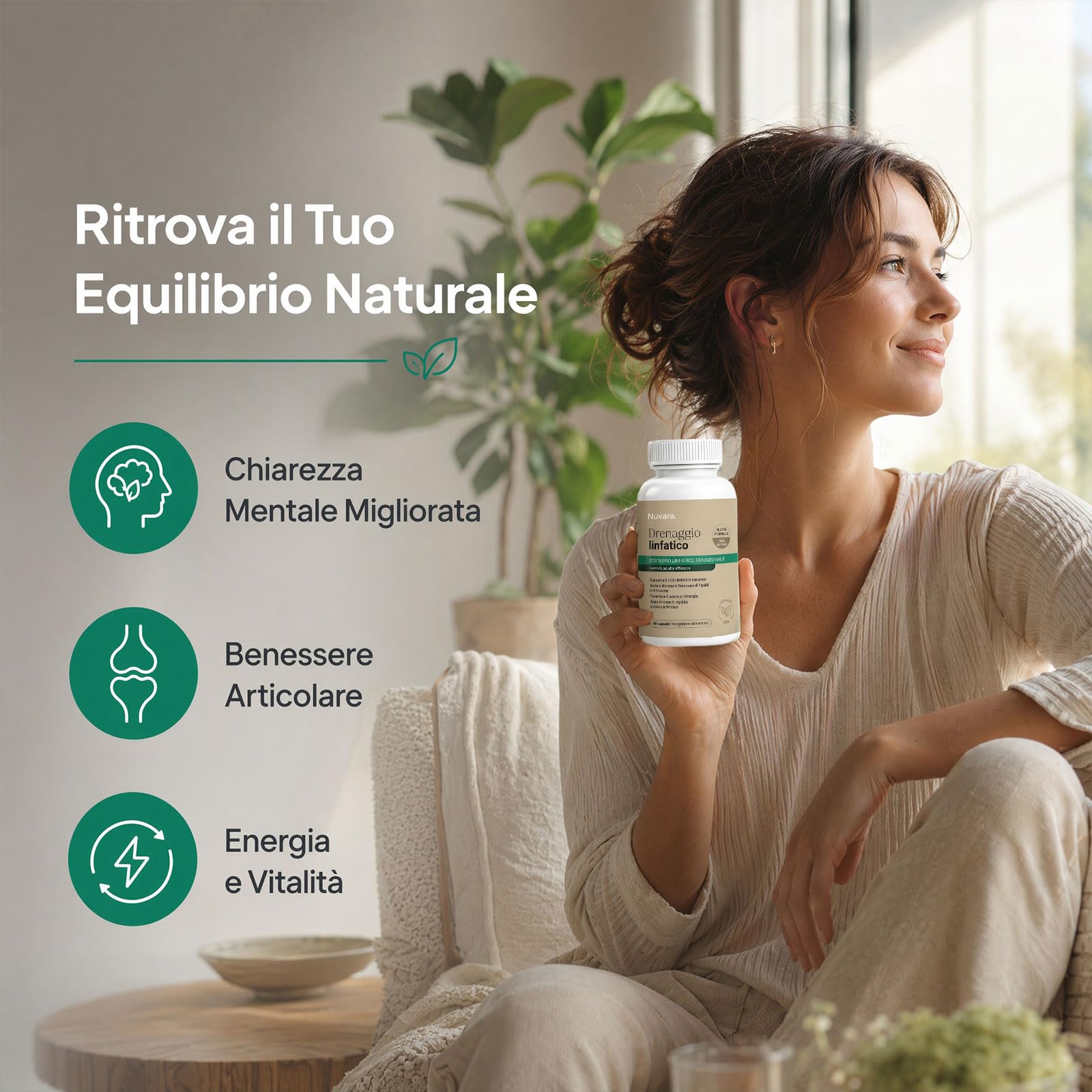 Nuvara Drenaggio Linfatico Capsule, Formula Erboristica Naturale, 60 Capsule, Senza Glutine, per Donne e Uomini (2)