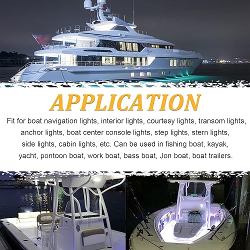Miniatura 8 de PSEQT Luces LED de navegación para lancha, tira de luz de cortesía, cubierta de travesaño, iluminación de cabina de 3.8 pulgadas, 6 LED, 12 V,