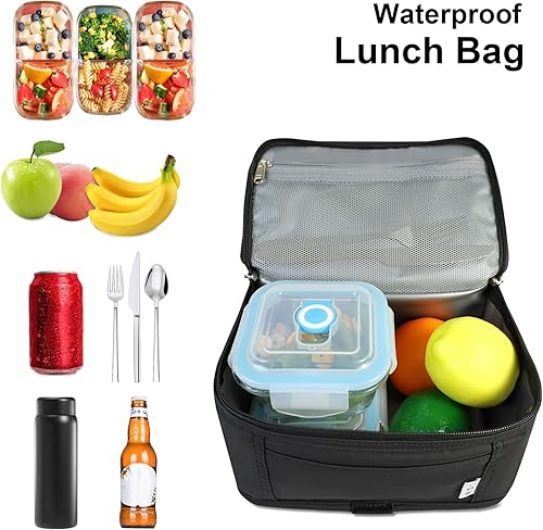 Miniatura 8 de NOL Natural Organic Lifestyle Lonchera pequeña con aislamiento térmico para hombres y mujeres, a prueba de fugas, ligera, de nailon, impermeable,