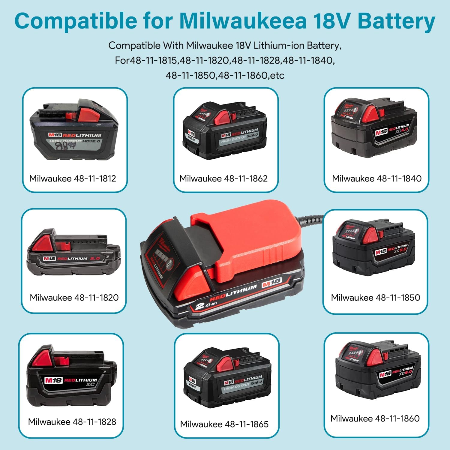 TAIFU Battery Charger Power Cable for Milwaukee 18V with 24V 2.71A Adapter with Control Switch for 65W ResMed AirSense 11 AutoSet Elite CPAP Air11 39205 E1399 CPAP Machines Power Cord