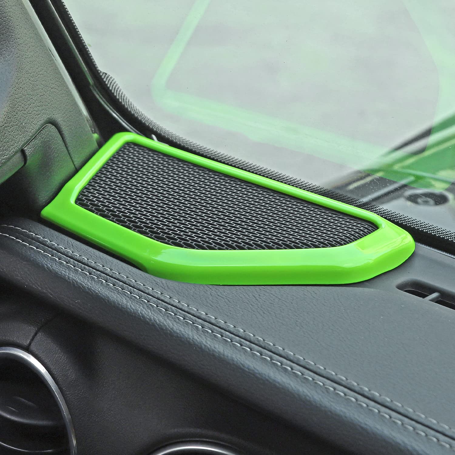 JeCar A-Pillar Speaker Decoration Cover Trim Interior Accessories for 2018-2024 2025+ Jeep Wrangler JL JLU Gladiator JT (Green)
