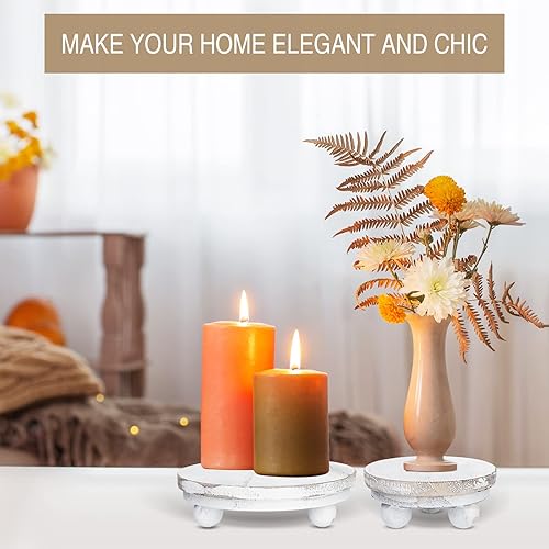 Miniatura 41 de Amyhill 3 elevadores de madera de 5/4/3 pulgadas para exhibición, soporte de pedestal de madera, mini soporte redondo de madera, soporte de pedestal