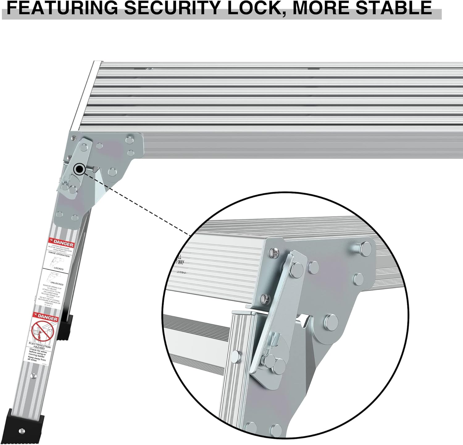 40" Aluminum Folding Work Platform, Adjustable Height Work Bench Ladder, 225 LBS Capacity, Non-Slip, Ultra-Stable for Home Renovations, Painting, Car Washing, ANSI Compliant