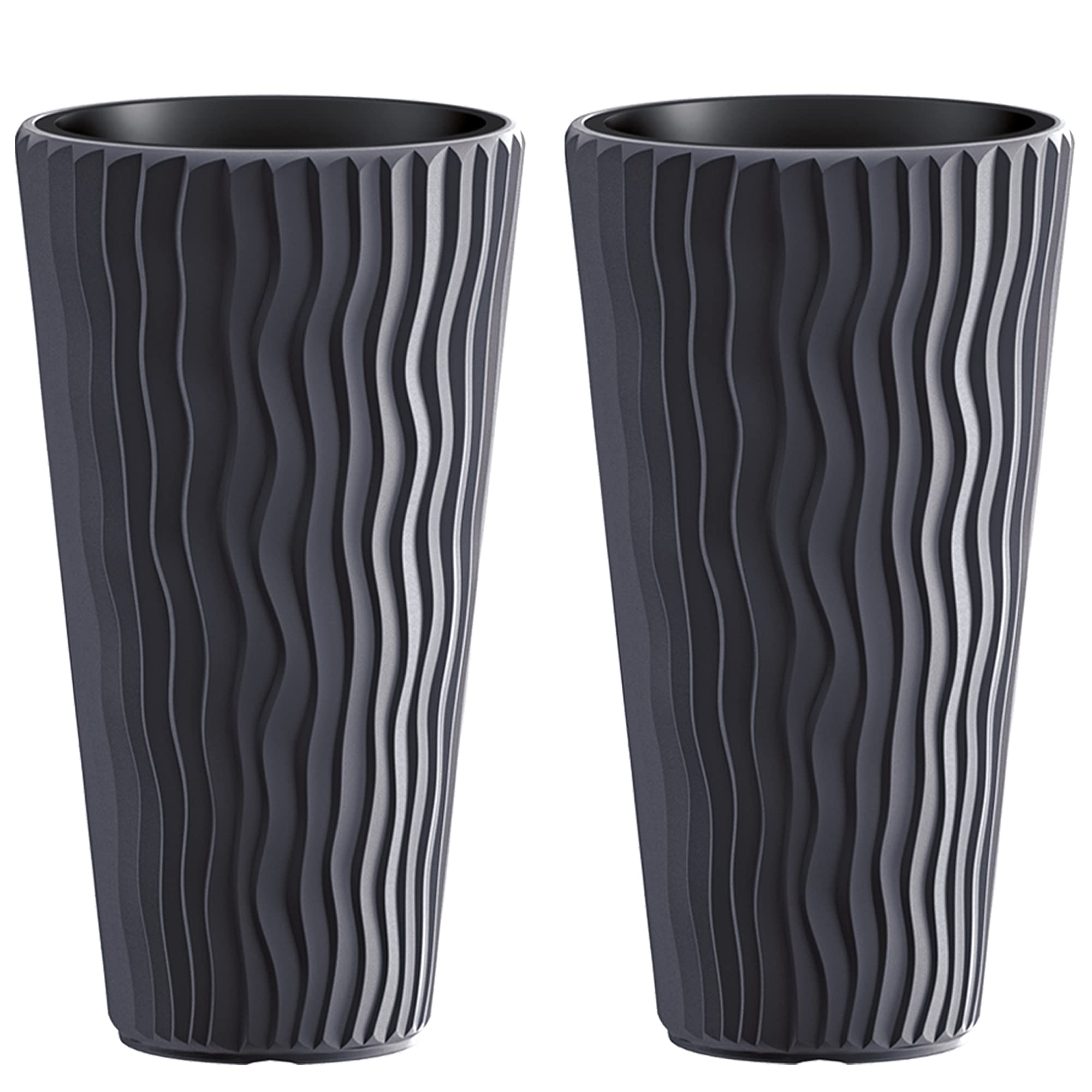 Urbn-Living BlackSet Of 2Sandy Slim Flower Pot51X29 Cm from B&Q