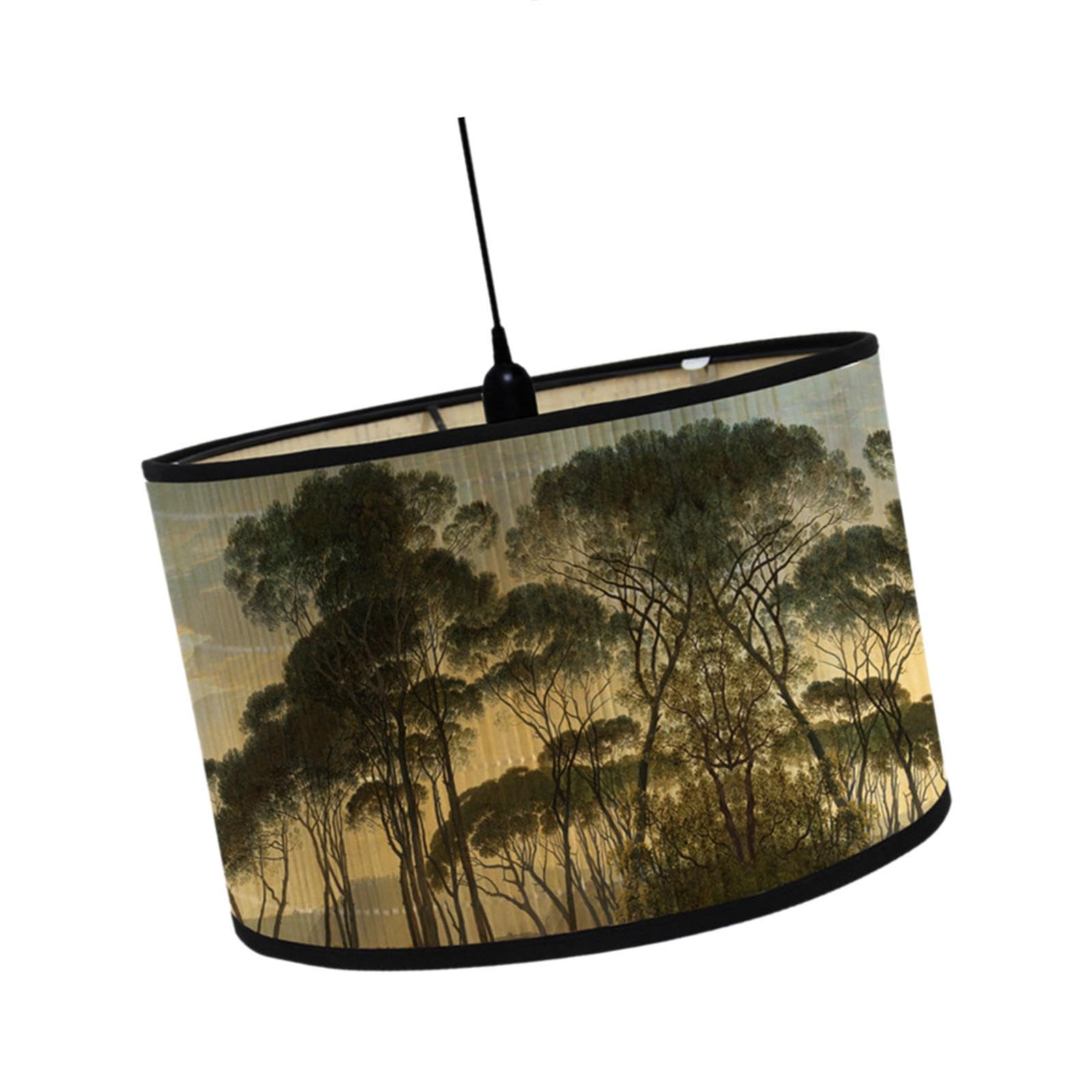 Alcxazs Light Artistic Drum Lamp Shade Replacement 12 Table Lamp With Vintage Bamboo Adds Character To Any Space Cover Hanging Ceiling Pattern Printed