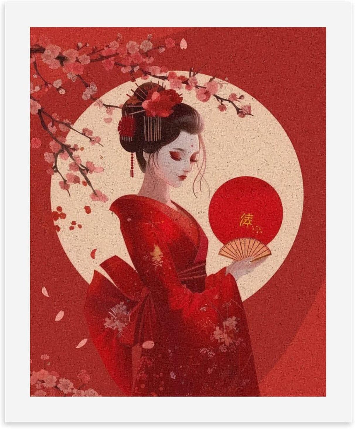 Anime Girl Japanese Geisha Paint by Numbers Kits for Adults Beginners Canvas Painting for Home Wall Decor 75x60cm