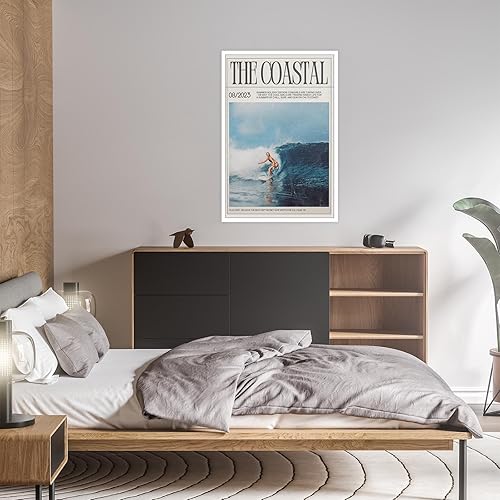 Miniatura 7 de Arte de pared de verano de moda con diseño de vaca costera, niña, surfista, pósteres de lona para playa, preppy, estética, portada de revista,