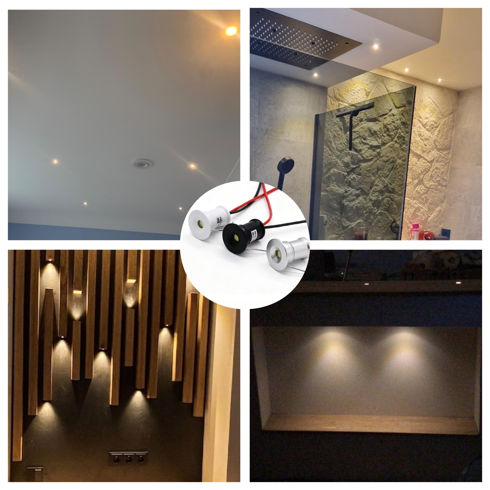 9pz Mini Faretto LED 12V 1W, IP65 Impermeabile Spot Faretti Piccoli Da Incasso 220V, 15mm Spotlight Punto Luce Per Cartongesso Parete Scale Interne Vetrinetta Corridoi(Bianco Caldo 30°)
